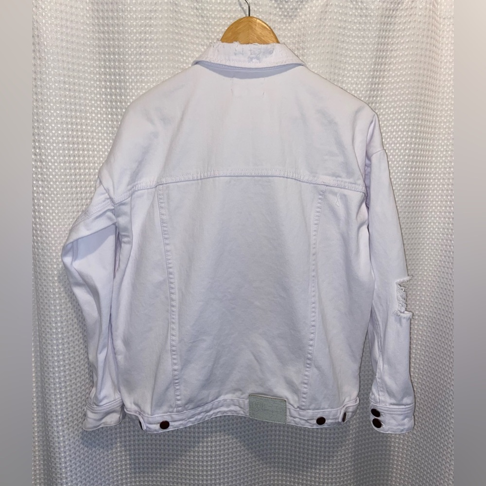 Women’s Oneteaspoon OVERSIZED Distressed White Denim Jacket size XS (fits S-M-L) - Picture 15 of 16